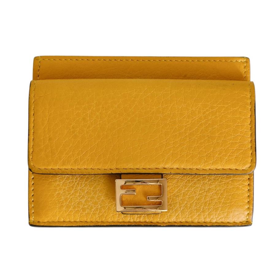 FENDI（フェンディ） 良品 レザー バゲット カード 二つ折りコイン 