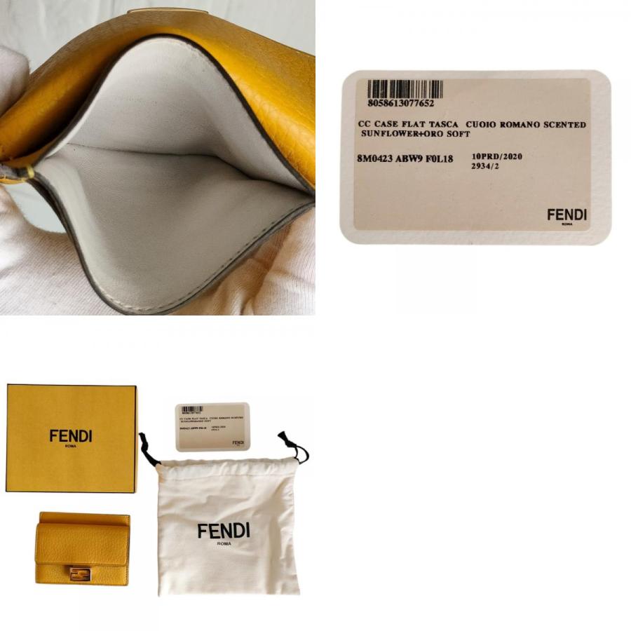 FENDI（フェンディ） 良品 レザー バゲット カード 二つ折りコイン 