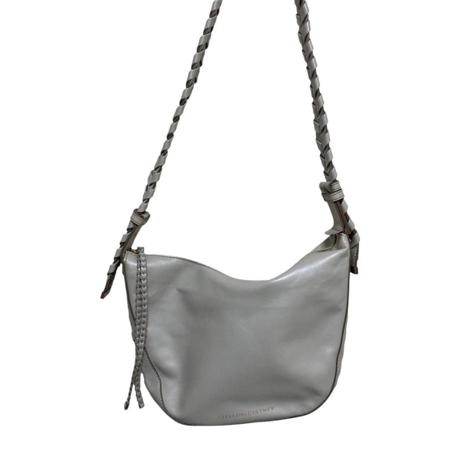 美品 STELLA McCARTNEY ステラマッカートニー Medium Zip  Logo Debossed Shoulder Bag ショルダーバッグ 700234 ホワイト レディース 古着 中古 USED Stella McCartney（ステラ・マッカートニー） 美品 Medium Zip Logo