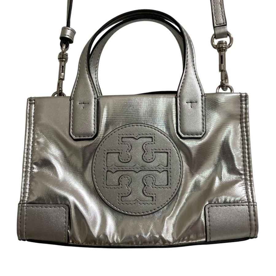 美品 TORY BURCH トリーバーチ エラ メタリック マイクロ トートショルダーバッグ シルバーカラー レディース 古着 中古 USED TORY BURCH（トリーバーチ） 美品 エラ メタリック マイクロ トート