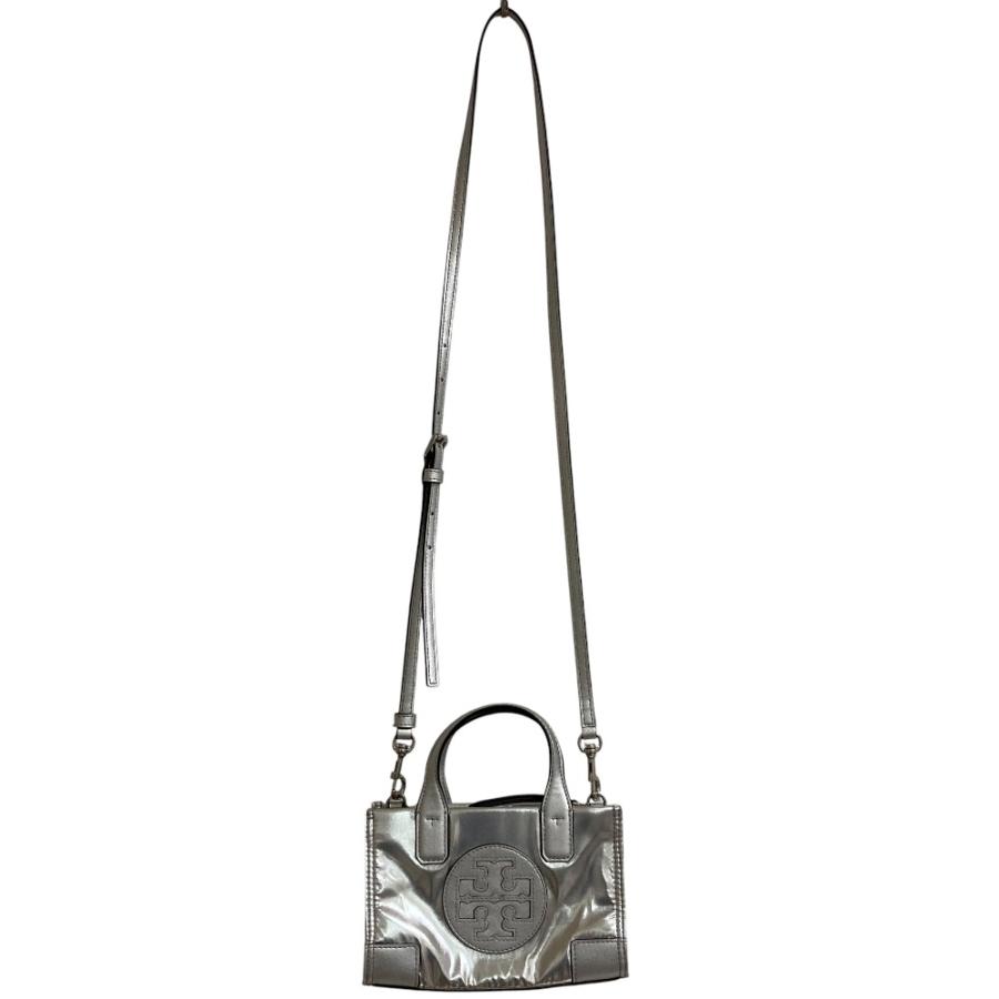 美品 TORY BURCH トリーバーチ エラ メタリック マイクロ トートショルダーバッグ シルバーカラー レディース 古着 中古 USED TORY BURCH（トリーバーチ） 美品 エラ メタリック マイクロ トート