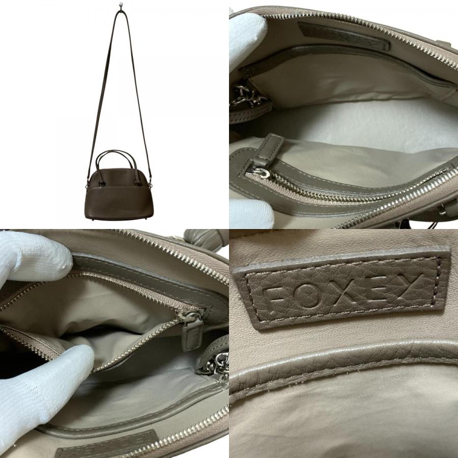 FOXEY フォクシー 2WAY ハンドバッグ ショルダーバッグ グレージュ FOXEY（フォクシー） 新品同様 マカロンバッグ 2WAY ミニショルダー