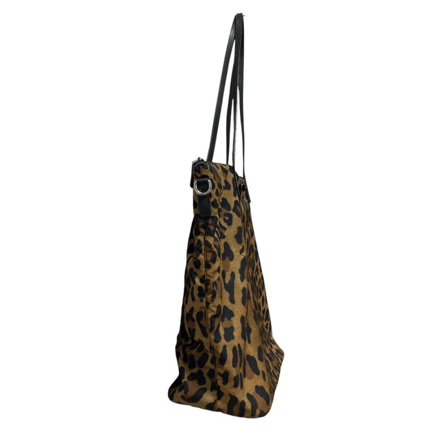 PRADA（プラダ） 美品 レオパード柄 トートバッグ ベージュ×ブラック