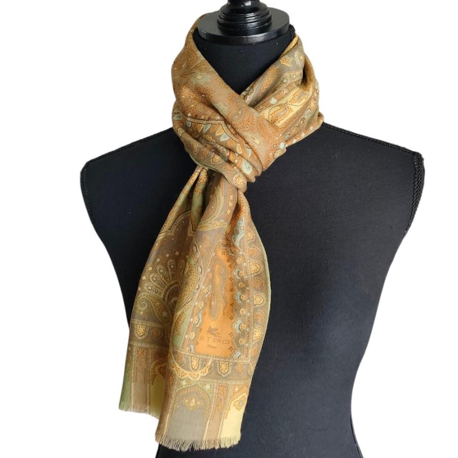 ETRO（エトロ） 新品同様 ウール シルク ペイズリー柄 フリンジ