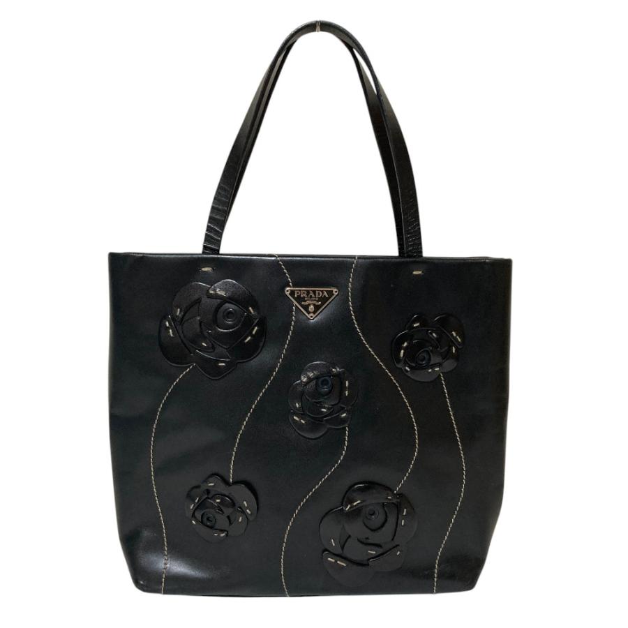 PRADA（プラダ） 美品 トライアングルロゴプレート フラワーモチーフ