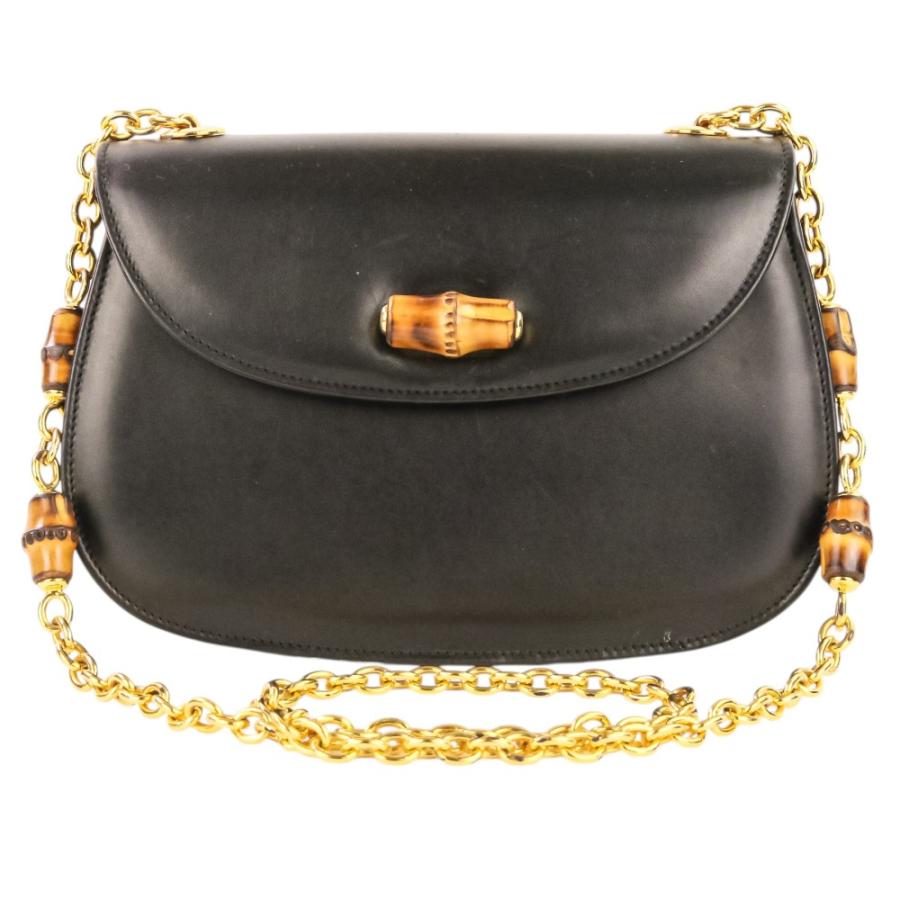 GUCCI グッチ バンブー ターンロック チェーン ショルダーバッグ 001 115 1497 ブラック レディース 古着 中古 USED GUCCI（グッチ） バンブー ターンロック チェーン ショルダーバッグ