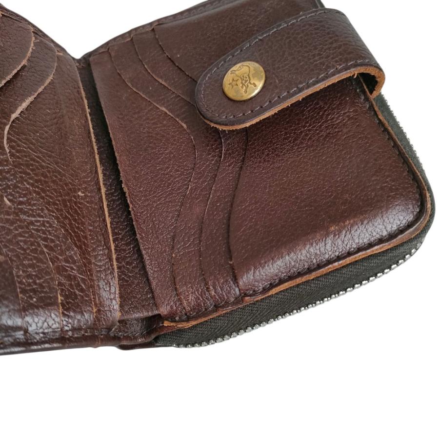IL BISONTE（イルビゾンテ） 美品 レザー ロゴ型押し コンパクトジップ 