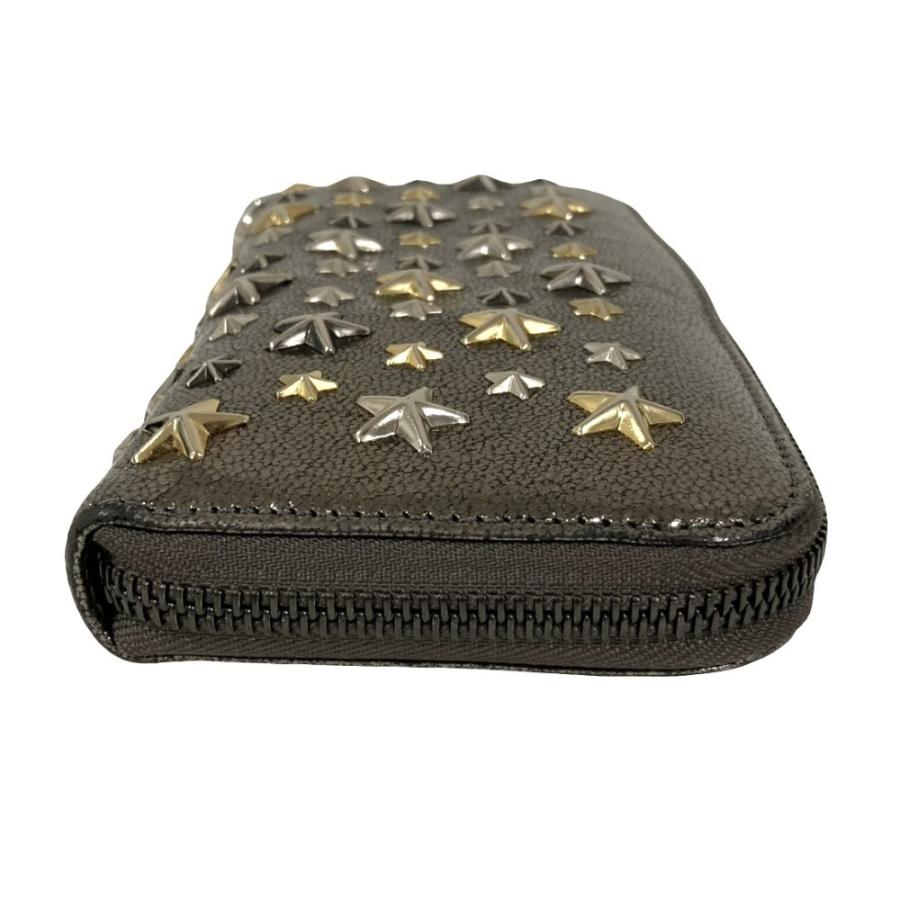 良品 JIMMY CHOO ジミーチュウ スタースタッズ ラウンドジップ ロングウォレット 長財布 シルバーカラー レディース 古着 中古 USED JIMMY CHOO（ジミーチュウ） 良品 スタースタッズ ラウンドジップ