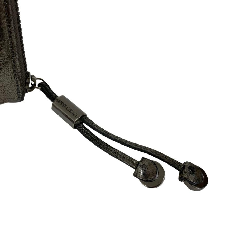 良品 JIMMY CHOO ジミーチュウ スタースタッズ ラウンドジップ ロングウォレット 長財布 シルバーカラー レディース 古着 中古 USED JIMMY CHOO（ジミーチュウ） 良品 スタースタッズ ラウンドジップ