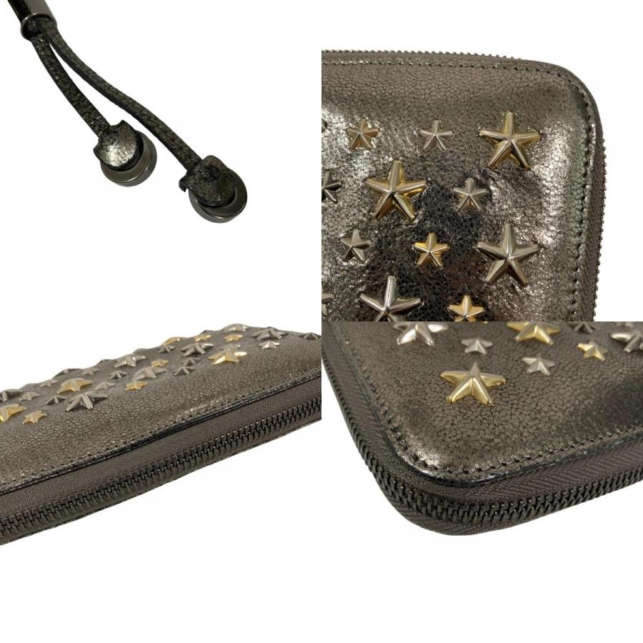 良品 JIMMY CHOO ジミーチュウ スタースタッズ ラウンドジップ ロングウォレット 長財布 シルバーカラー レディース 古着 中古 USED JIMMY CHOO（ジミーチュウ） 良品 スタースタッズ ラウンドジップ