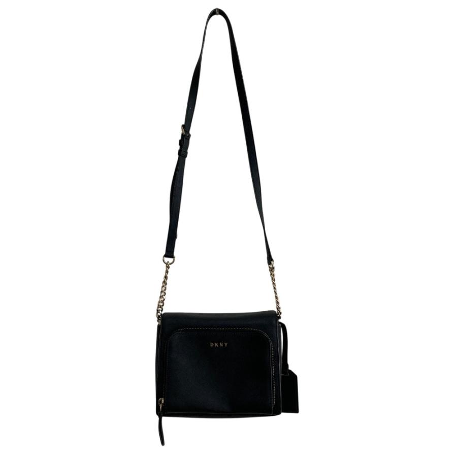 DKNY ダナキャランニューヨーク ショルダーウォレット  レザー/ DKNYロゴ   ブラック レディース / 240001198274 DKNY（ダナ・キャラン・ニューヨーク） 新品同様 チェーン ミニ