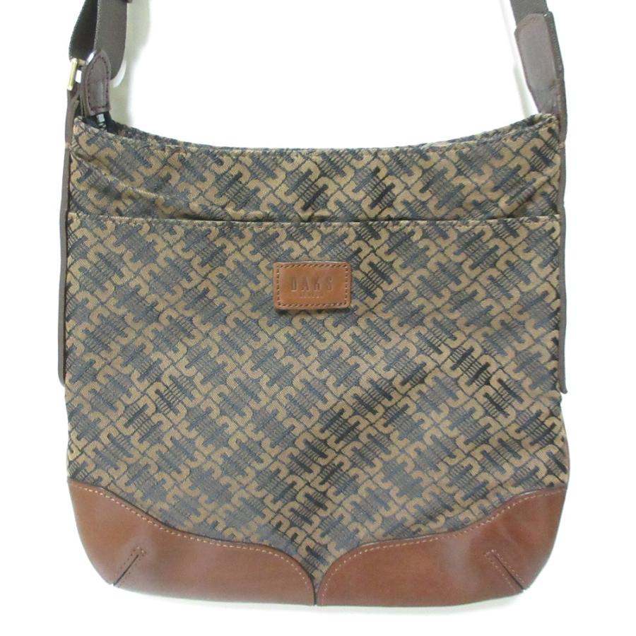 DAKS（ダックス） 良品 キャンバス レザーコンビ ショルダーバッグ 