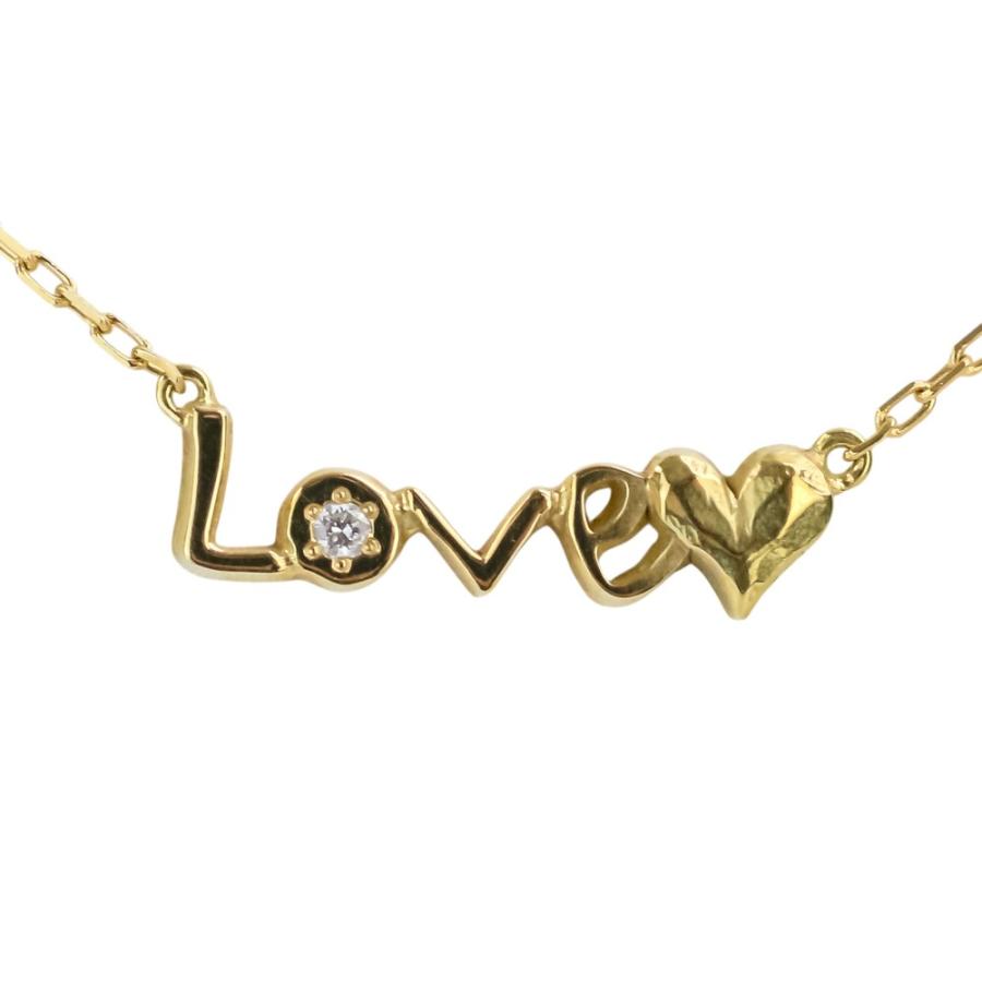 美品 AHKAH blanc アーカー ブラン K18 1Pダイヤ LOVE ネックレス