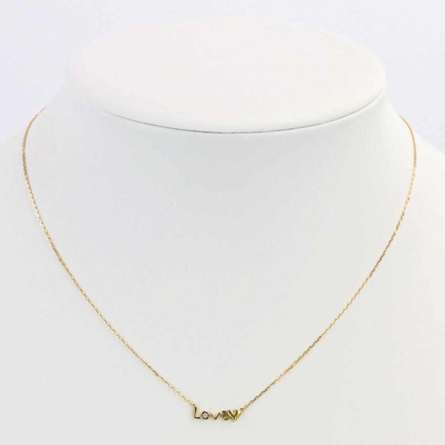 美品 AHKAH blanc アーカー ブラン K18 1Pダイヤ LOVE ネックレス