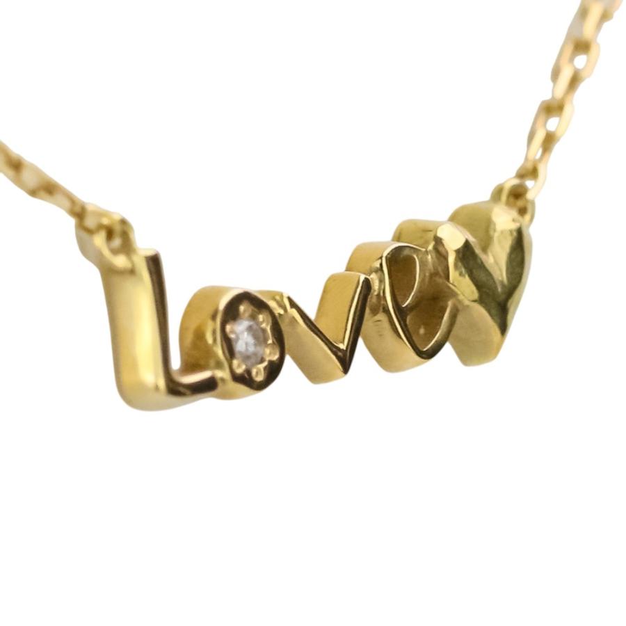 美品 AHKAH blanc アーカー ブラン K18 1Pダイヤ LOVE ネックレス