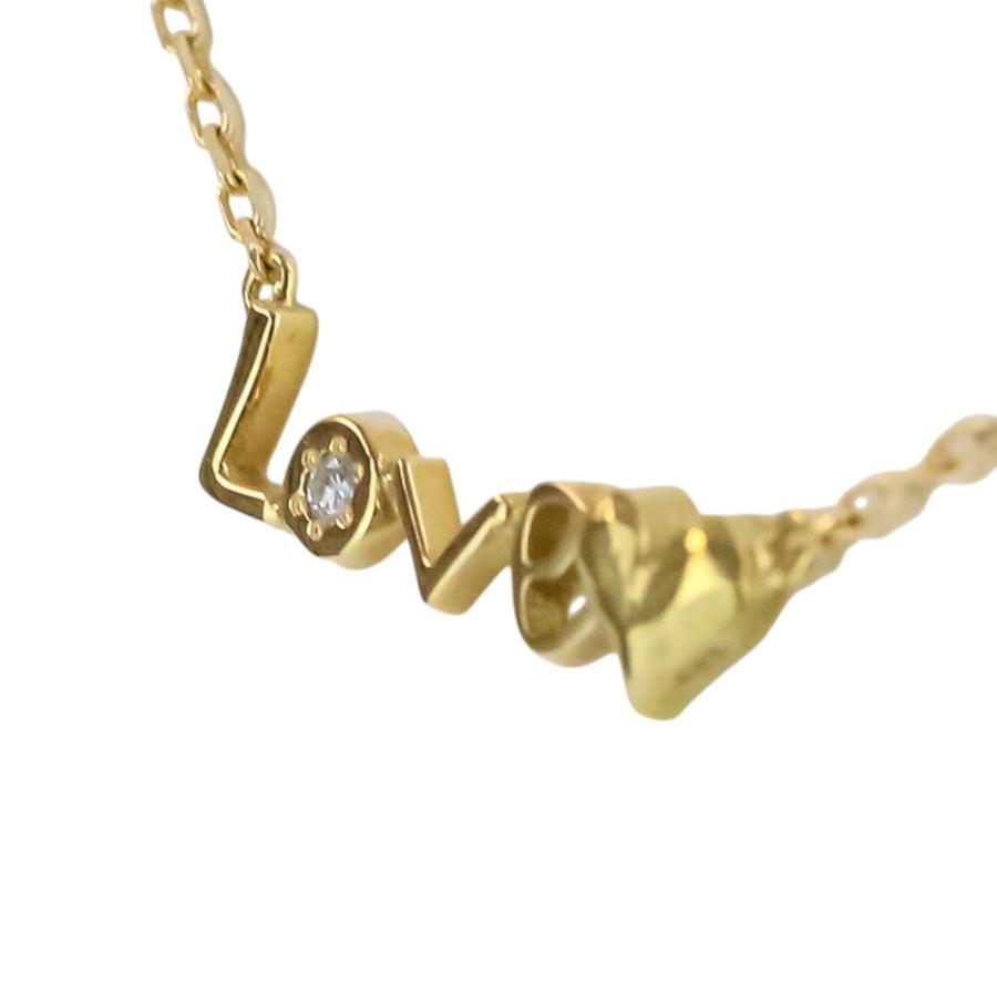 美品 AHKAH blanc アーカー ブラン K18 1Pダイヤ LOVE ネックレス