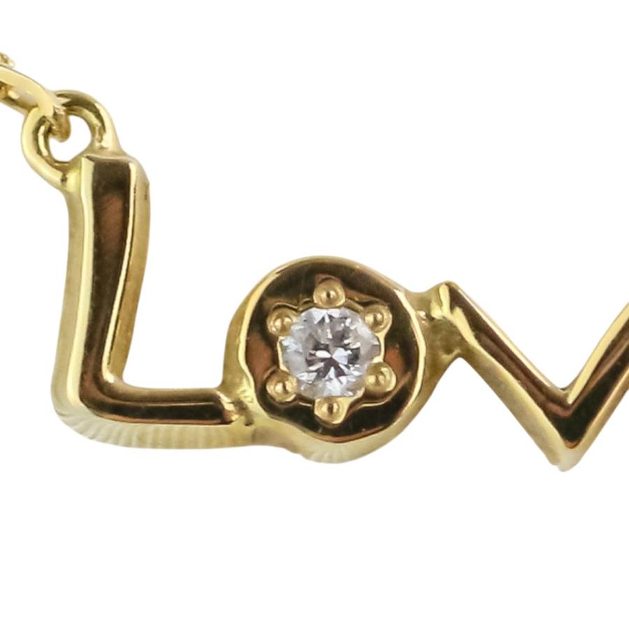 美品 AHKAH blanc アーカー ブラン K18 1Pダイヤ LOVE ネックレス