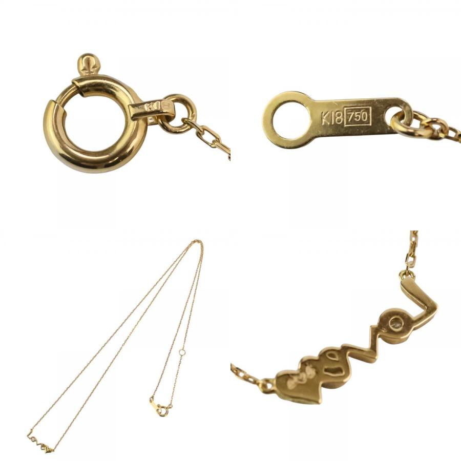美品 AHKAH blanc アーカー ブラン K18 1Pダイヤ LOVE ネックレス