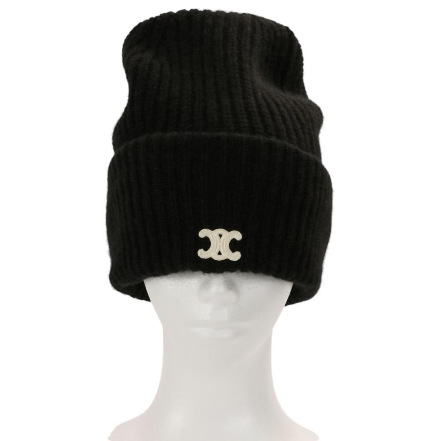 美品 CELINE トリオンフ カシミア ニット帽 セリーヌ CELINE（セリーヌ） 美品 シームレスカシミヤ トリオンフ ニット帽