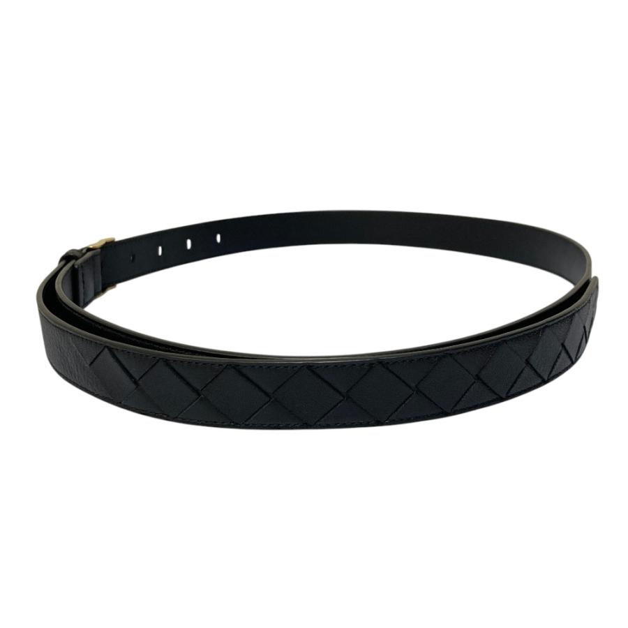BOTTEGA VENETA 黒レザーベルト 良品 現行品 BOTTEGA VENETA ボッテガヴェネタ イントレチャート