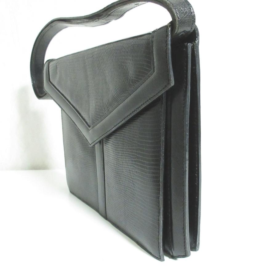 良品 Yves Saint Laurent イヴサンローラン レザーハンドバッグ ブラック レディース 古着 中古_3