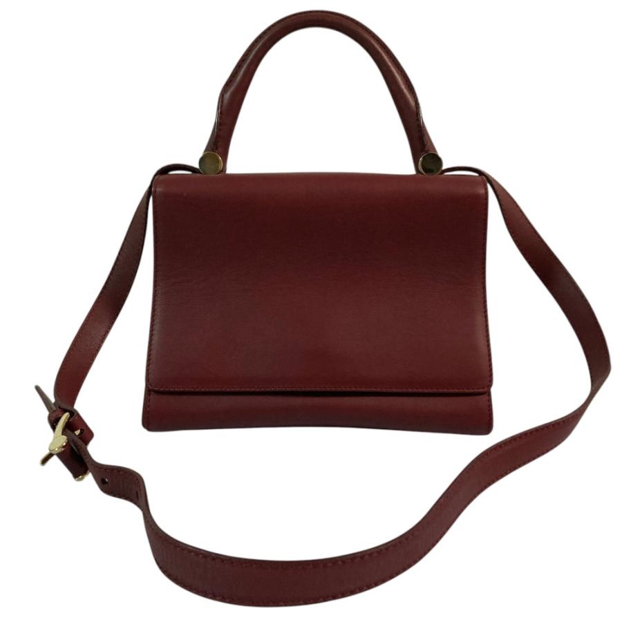 美品 Max Mara マックスマーラ レザー 2way ハンドバッグ ショルダーバック ボルドー レディース 古着 中古 USED Max Mara（マックスマーラ） 美品 レザー 2way ハンドバッグ
