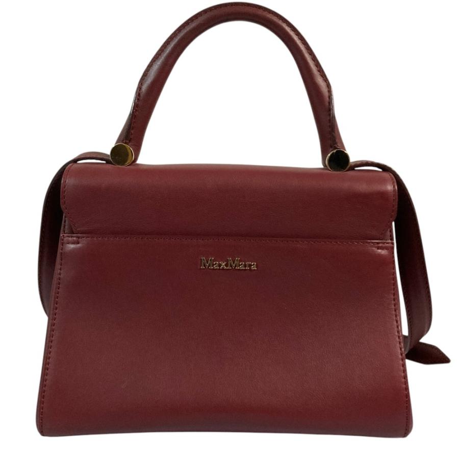 美品 Max Mara マックスマーラ レザー 2way ハンドバッグ ショルダーバック ボルドー レディース 古着 中古 USED Max Mara（マックスマーラ） 美品 レザー 2way ハンドバッグ