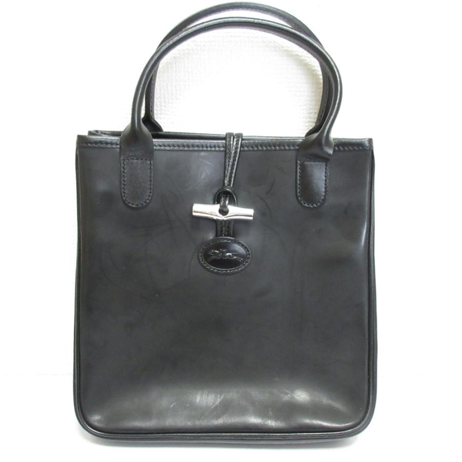 ​【美品】ロンシャン ロゾ トートバッグ A4収納可 ブラック LONGCHAMP（ロンシャン） 良品 ロゾ コーティング加工 トートバッグ