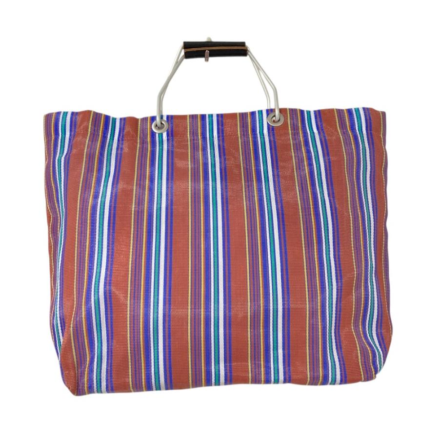 MARNI マルニ ストライプメッシュトートバッグ マルチカラーフラワーカフェ MARNI（マルニ） 良品 フラワーカフェ ストライプ メッシュトート