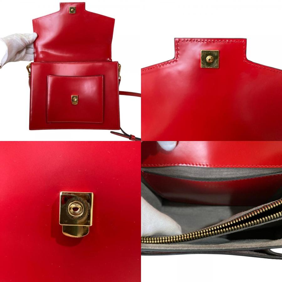 美品 ESCADA エスカーダ レザー 2way ショルダー ハンドバッグ レッド 