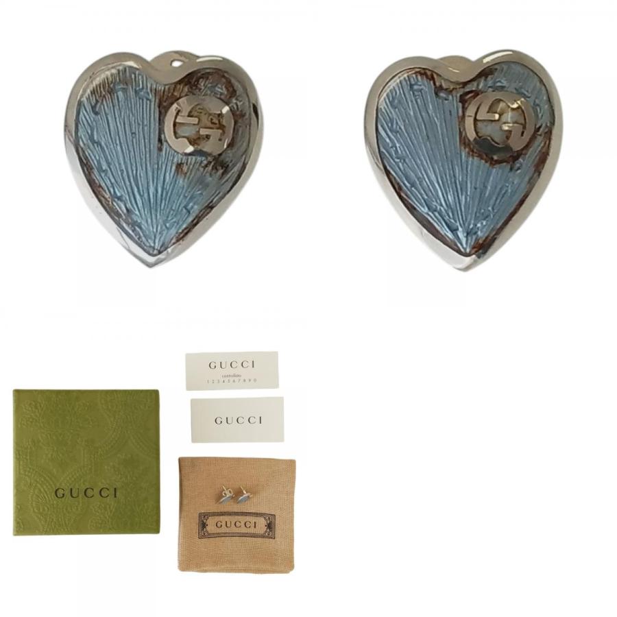 GUCCI（グッチ） 良品 925 インターロッキングG ハート スタッドピアス