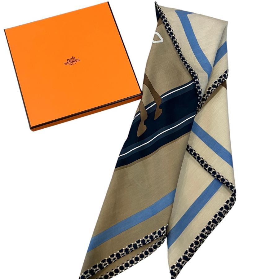 未使用品☆ HERMES エルメス カレH カレ65 サーフィン ファン　箱付き HERMES（エルメス） 新品同様 CARRE 65 TW DOUCER サーフィン・ファン