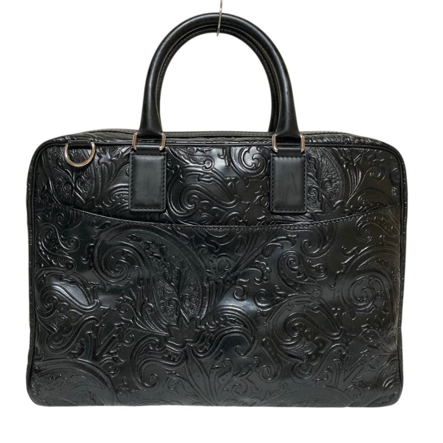 ETRO エトロ ブラック レザー ビジネスバッグ ETRO（エトロ） 新品同様 カービングレザー ビジネスバッグ ブラック