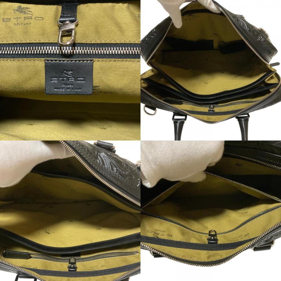 ETRO（エトロ） 新品同様 カービングレザー ビジネスバッグ ブラック