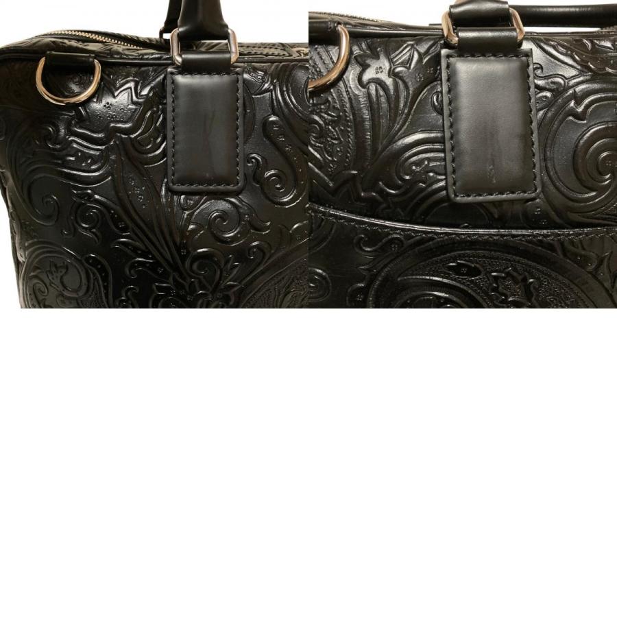 ETRO（エトロ） 新品同様 カービングレザー ビジネスバッグ ブラック