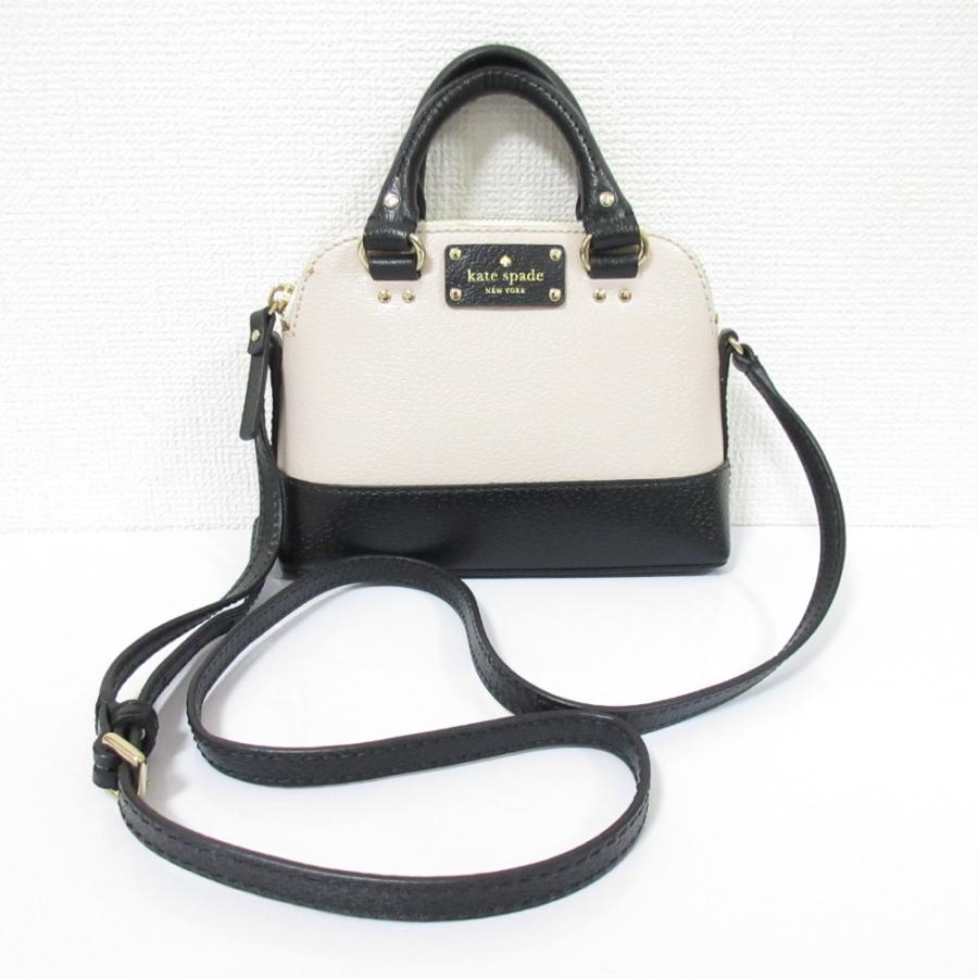良品 KateSpade ケイトスペード mini rachelle 2WAYミニショルダーバッグ アイボリー ブラック レディース 古着 中古 USED kate spade NEW YORK（ケイト・スペード ニューヨーク） 良品