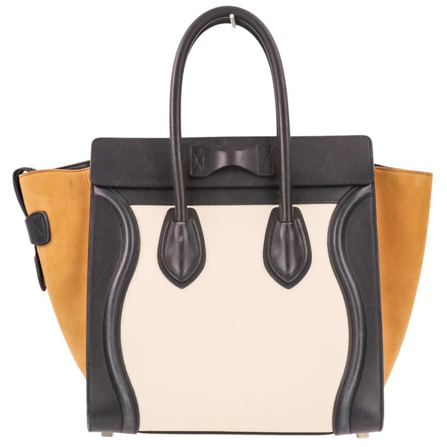 GWお値引き5000円CELINE トートバッグ ベージュ・ブラック CELINE（セリーヌ） 良品 ラゲージ マイクロショッパー トートバッグ