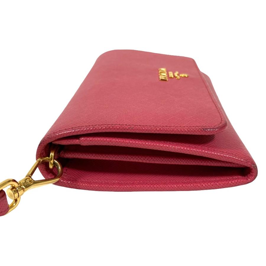 PRADA 長財布　サフィアーノ　二つ折り　長財布　赤　三角プレート PRADA（プラダ） 良品 サフィアーノレザー ウォレット 二つ折り財布