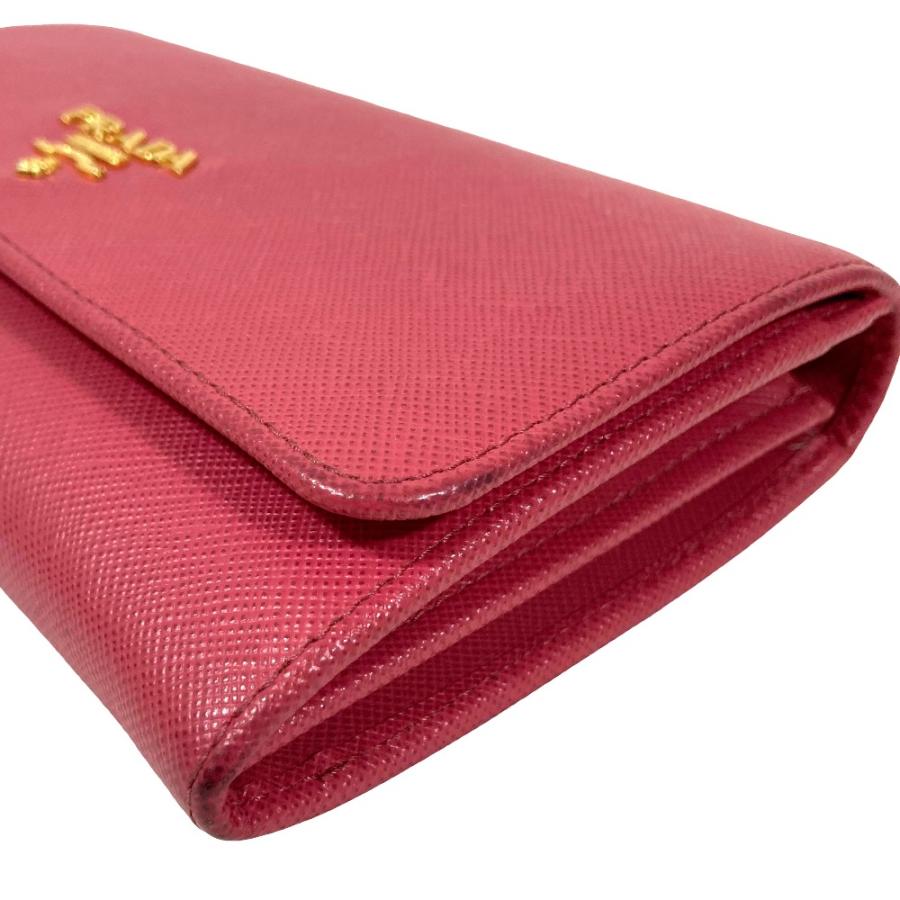 PRADA 長財布　サフィアーノ　二つ折り　長財布　赤　三角プレート PRADA（プラダ） 良品 サフィアーノレザー ウォレット 二つ折り財布