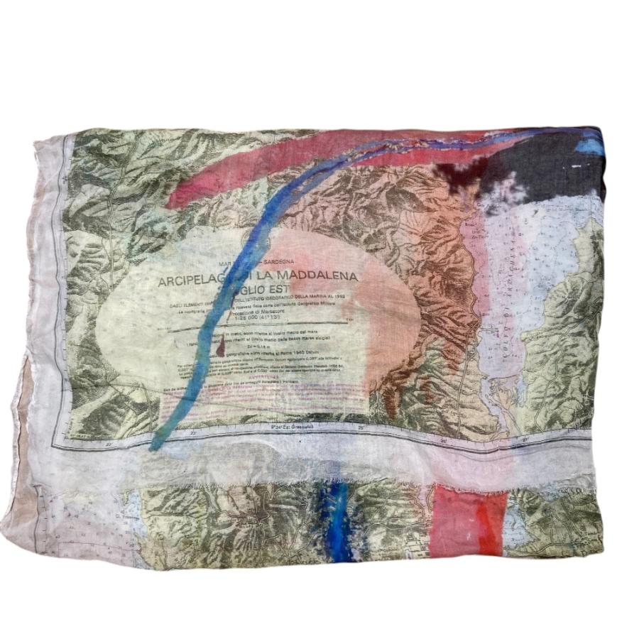Faliero Sarti（ファリエロサルティ） 地図柄 シルクブレンド ストール