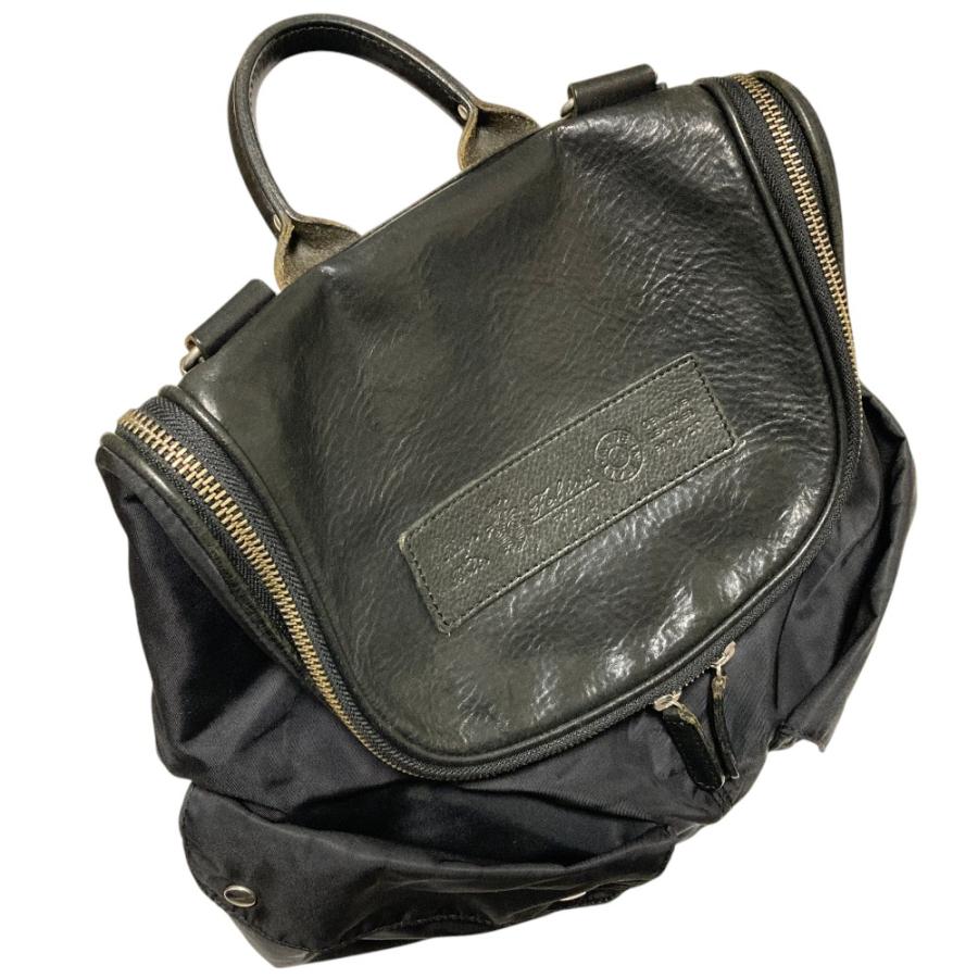 美品 Felisi フェリージ レザー ナイロン コンビ リュックサック 15-54 ブラック メンズ レディース 古着 中古_3