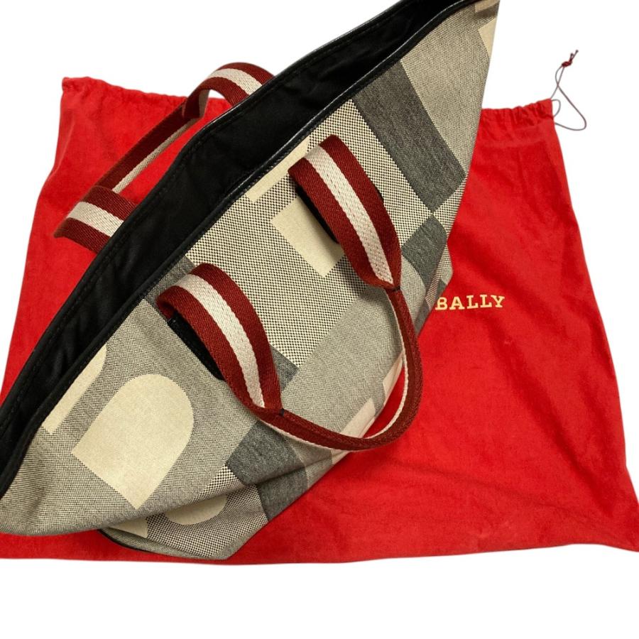 Bally（バリー） 良品 ビジーB ロゴキャンバス トートバッグ グレー