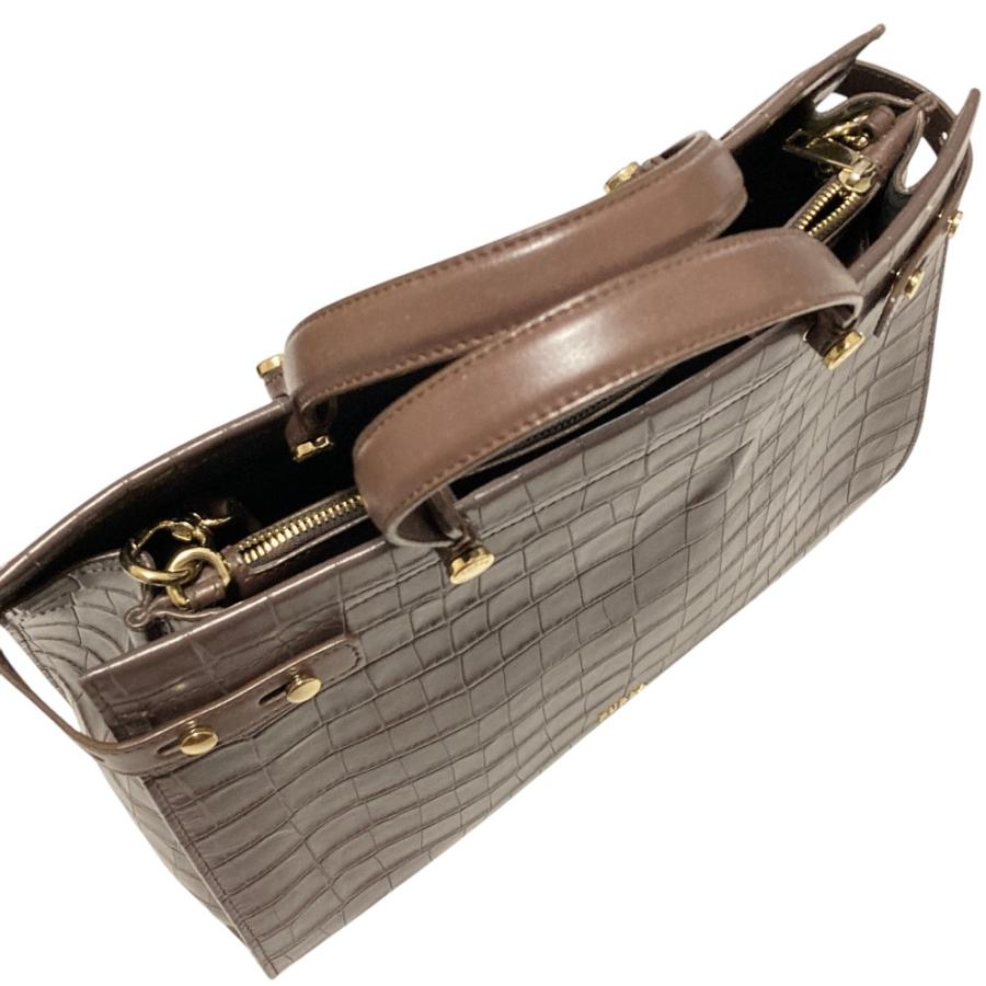FURLA（フルラ） 良品 Lady レディ クロコ型押しレザー 2way トート