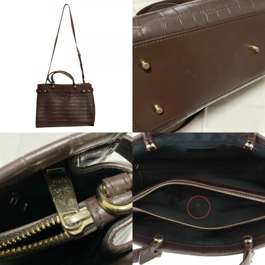 FURLA（フルラ） 良品 Lady レディ クロコ型押しレザー 2way トート