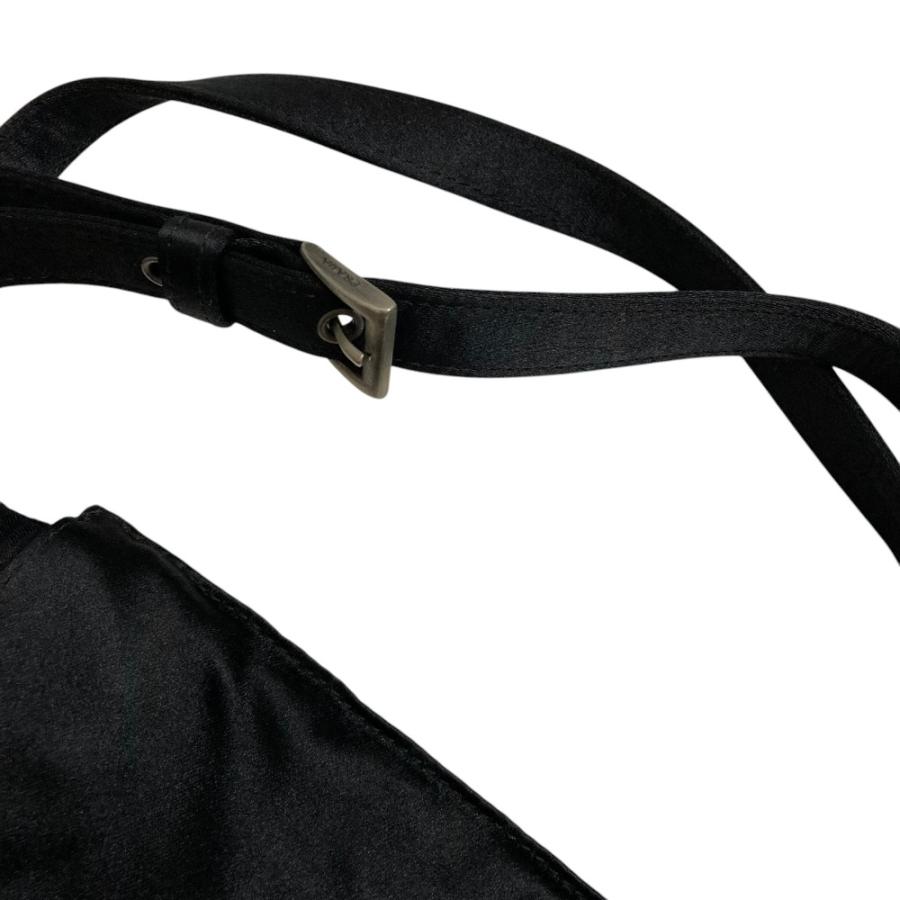 美品 PRADA プラダ ヴィンテージ プレート付き サテンショルダーバッグ ブラック レディース 古着 中古 USED PRADA - 美品 PRADA プラダ ヴィンテージ プレート付き サテン