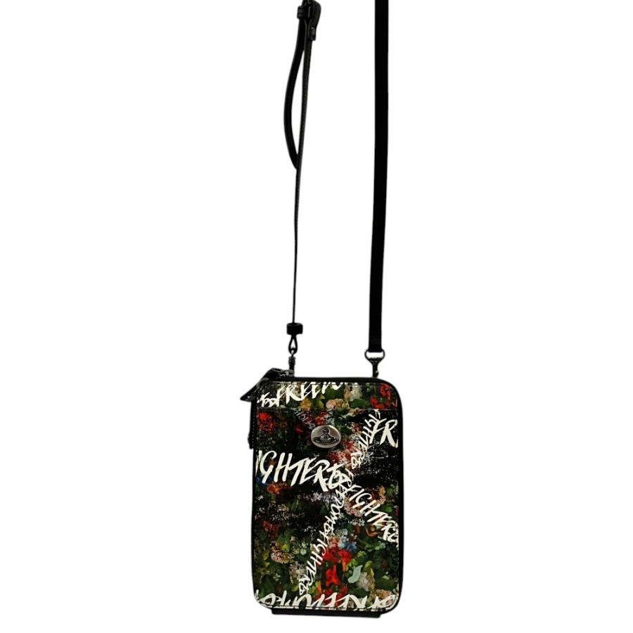 良品 Vivienne Westwood ヴィヴィアンウエストウッド フリーダムファイター フラワー スマートフォンポーチ ブラック マルチカラー メンズ レディース 古着 中古 USED Vivienne Westwood（ヴィヴィアンウエストウッド） 良品 フリーダム