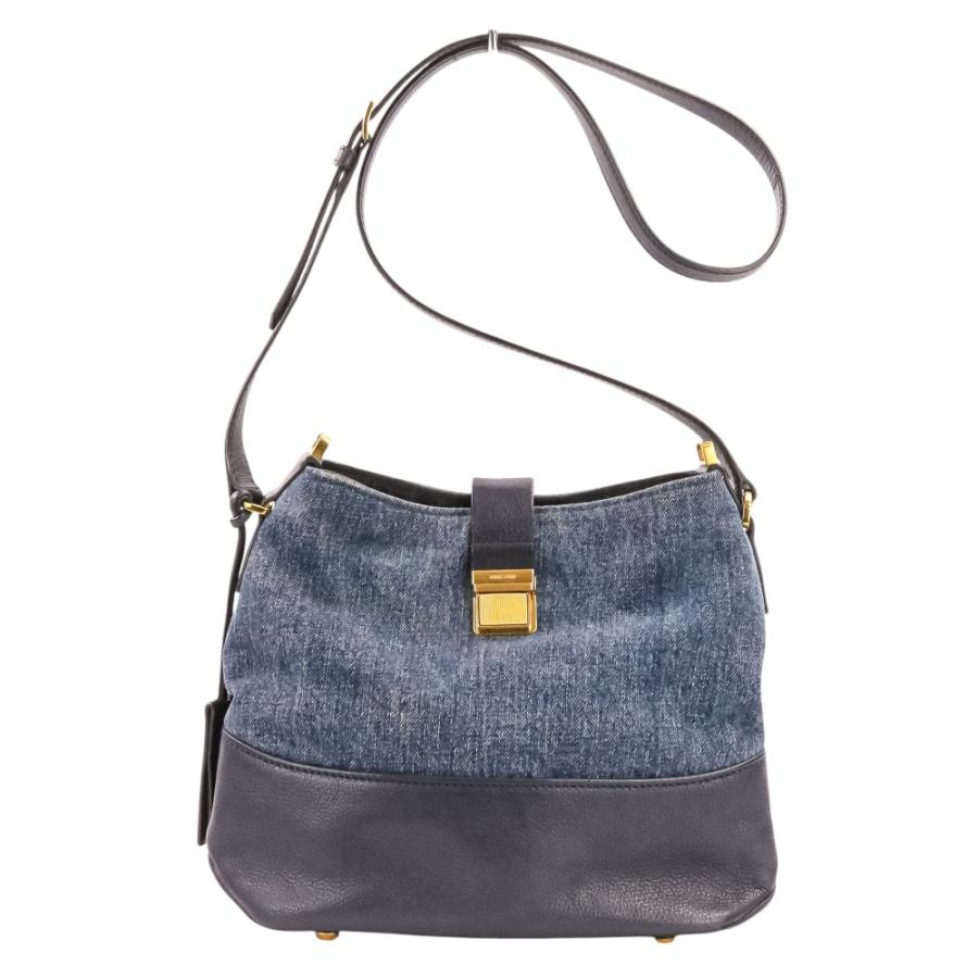 miu miu（ミュウミュウ） 良品 マドラス レザー × デニム 2way 
