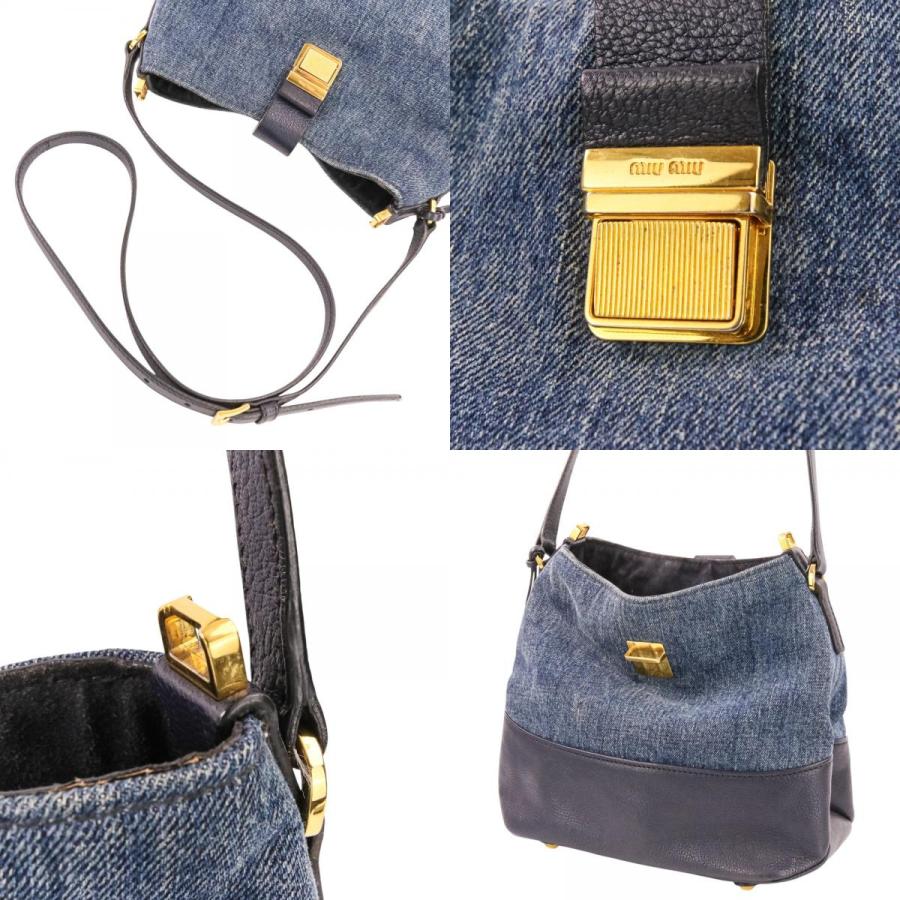 miu miu（ミュウミュウ） 良品 マドラス レザー × デニム 2way 