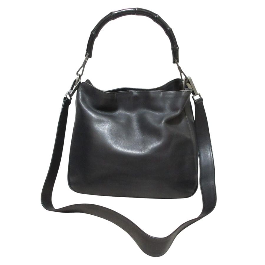 【美品】グッチ バンブー ハンドバッグ 2way ショルダー レザー 黒 GUCCI（グッチ） バンブーハンドル レザー 2way ハンドバッグ