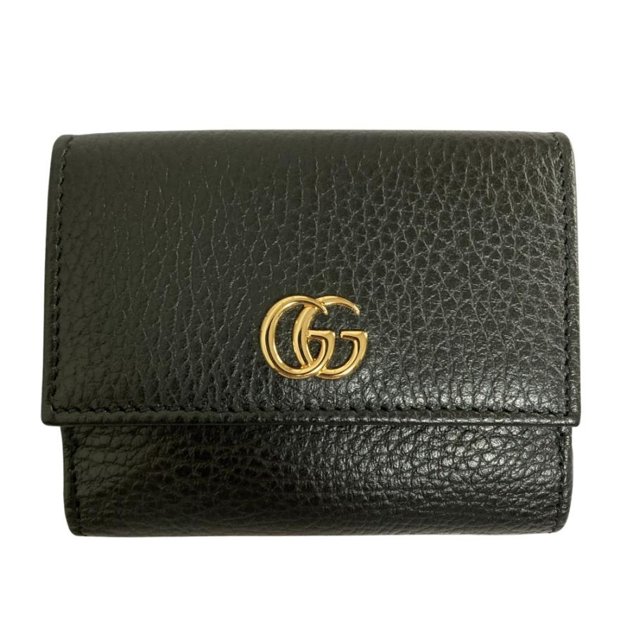 ✨美品✨グッチ GGマーモント　トリフォールドウォレット　524672 ブラック GUCCI（グッチ） 未使用 GG マーモント トリフォールド ダブルフラップ